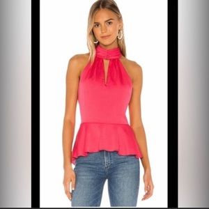 Pink satin like halter top
